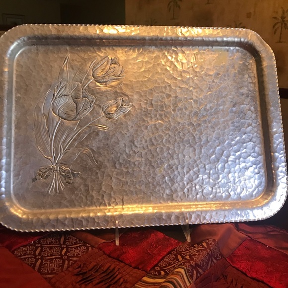 MID CENTURY MODERN ETCHED ALUMINUM TRAY by RODNEY KENT - Picture 5 of 15